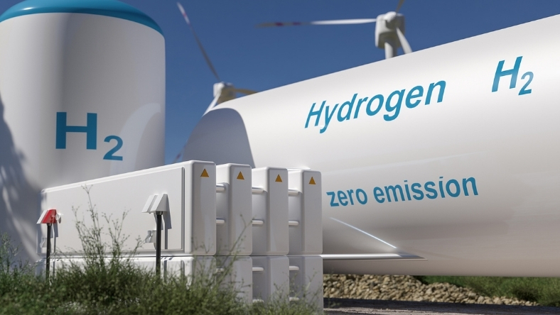 Hydrogen storage tanks and infrastructure representing natural hydrogen exploration