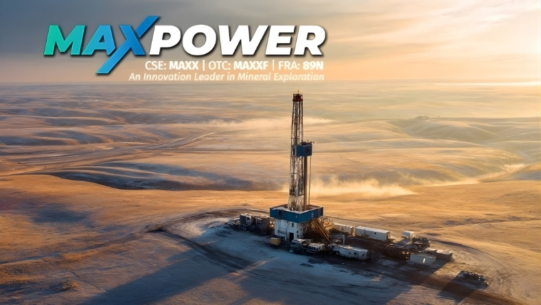 Hydrogen exploration drilling rig operated by MAX Power in remote desert landscape