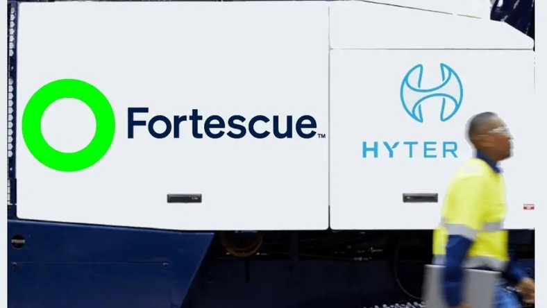 Fortescue and HyTerra logos displayed on industrial equipment unit